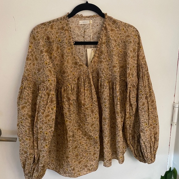 Doen Tops - NWT Dôen Thistle top in Jaipur mustard floral - M